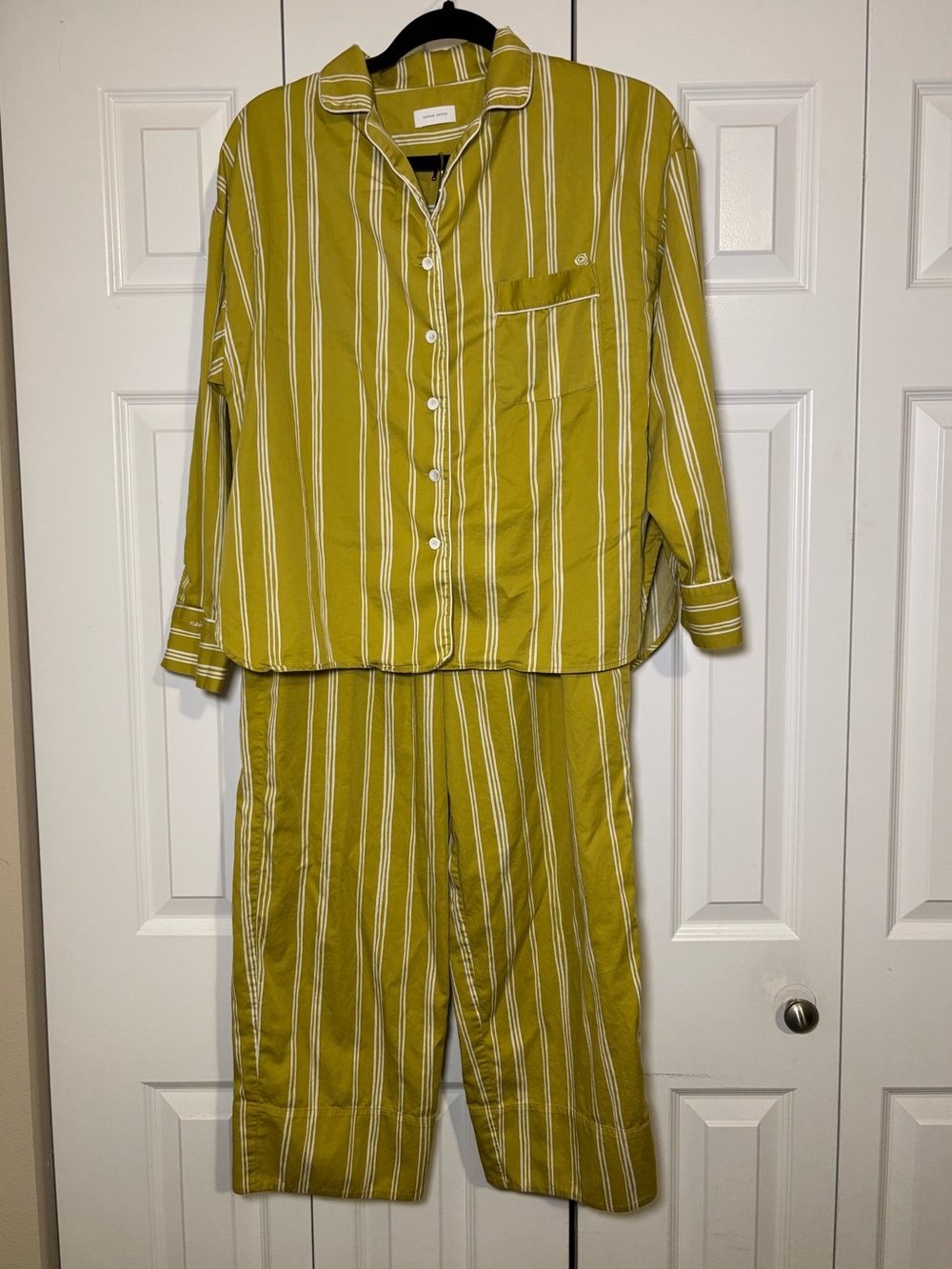 Women’s Striped Yellow-Green Pajama Set